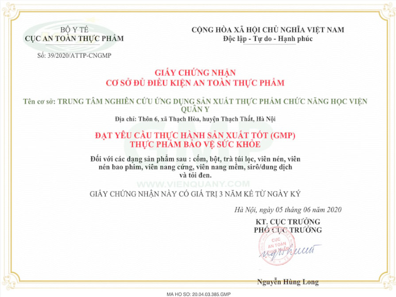 Nhà máy đạt chuẩn GMP
